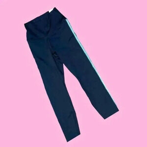 NWT NIKE YOGA LEGGINGS/ Dark Blue with light blue /white stripes on sides